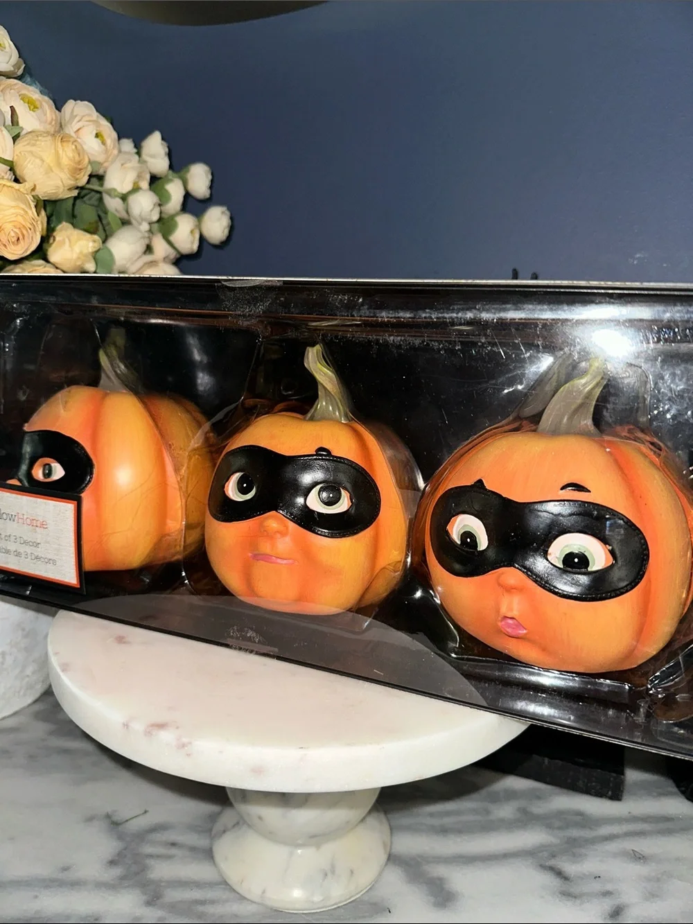 Orange Masked Pumpkin Trio - Halloween Face Décor
